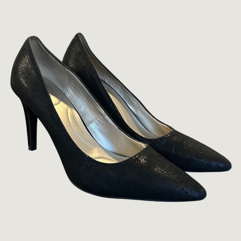 Bandolino Zaikbury Black Textured Pointed Toe Stiletto Pumps Womens 10M Heels